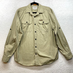 Field and Stream Shirt Mens Large Tan Button Down Hunting Outdoor Utility Fish